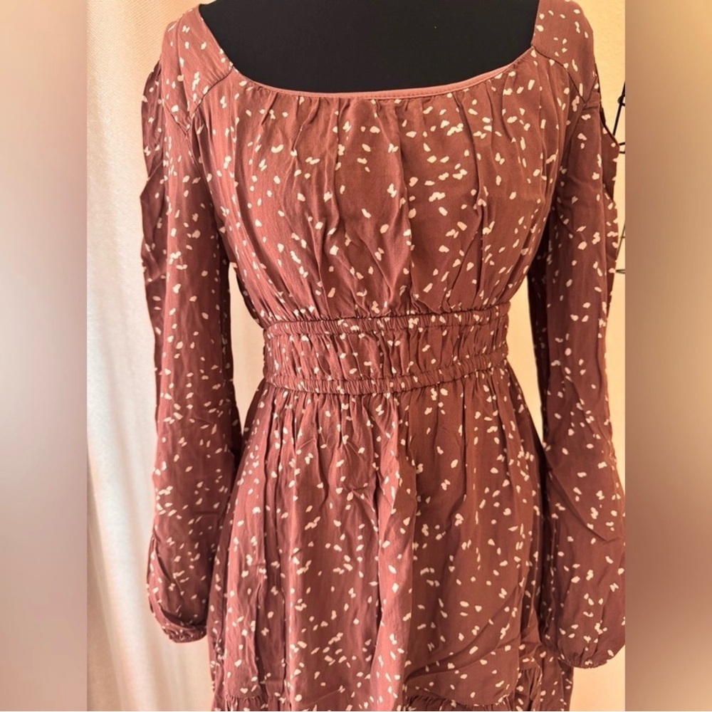 Altar’d State Smocked Floral Mini Dress Medium Boho Cottagecore Long Sleeve - Picture 4 of 9